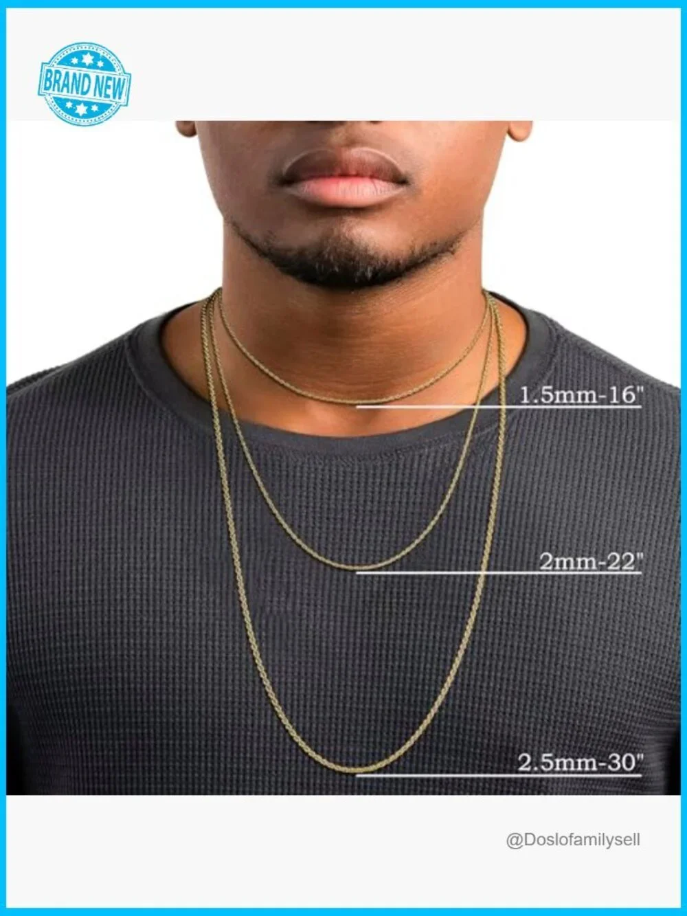 14K Gold Rope Chain Necklace Dainty Minimal Classic Unisex Adjustable Length